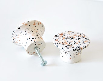 Pomo de terrazo tricolor, tirador de mármol para mueble hecho a mano, 5 cm (PRECIO POR UNIDAD)