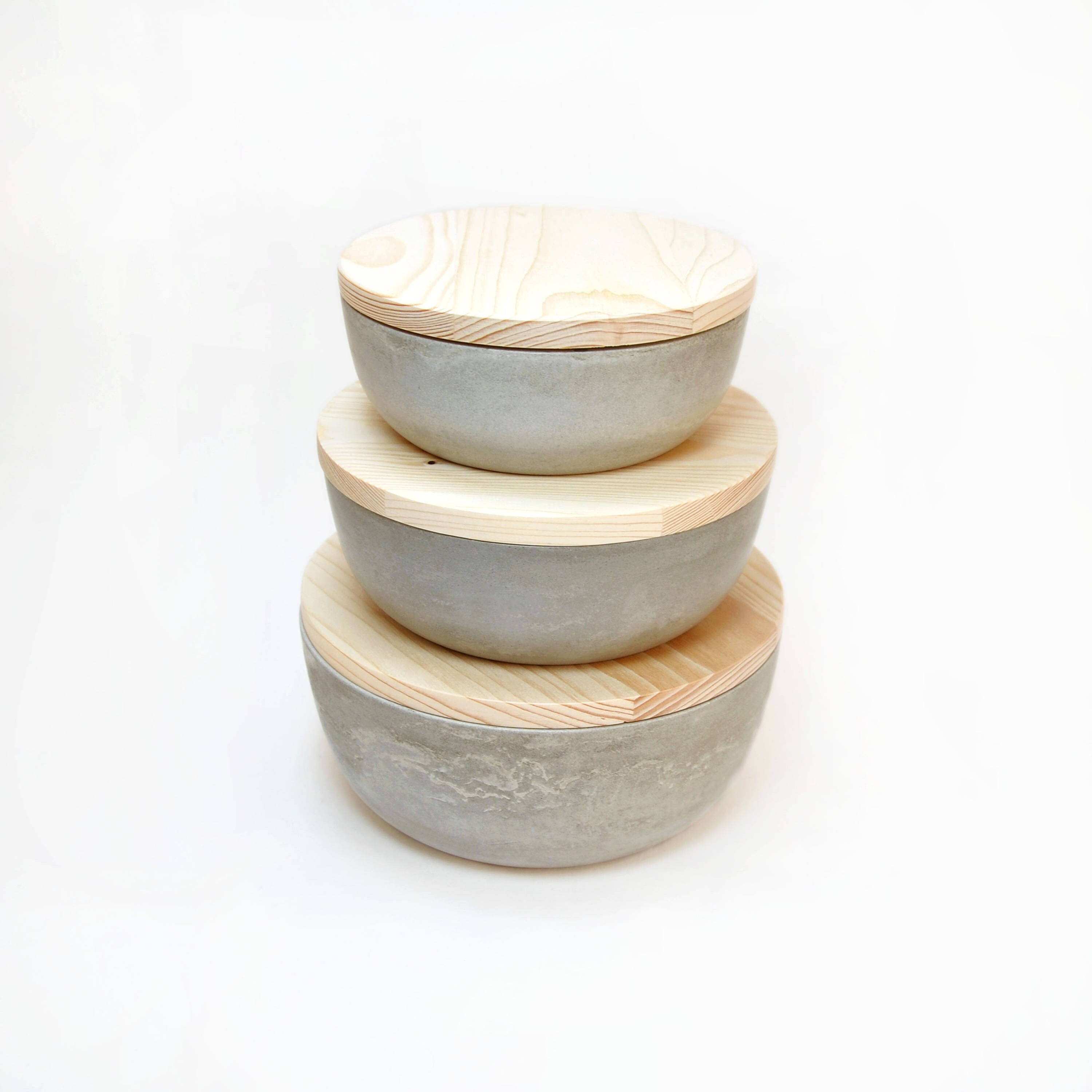 Küche Kanister Set von 3 mit Deckel Holz Zement Küchengläser | Etsy
