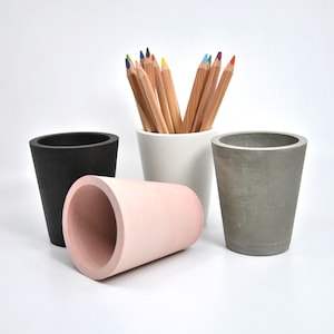 Concrete pencil holder Modern office desk cement pencil cup office decor gift for architect toothbrush holder bathroom accessory