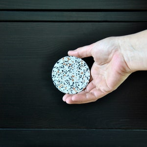 Terrazzo knobs 7 cm 2,7", White terrazzo, Large cabinet pull, XL concrete pulls, Extra Large Round handles, Wardrobe handle, handmade