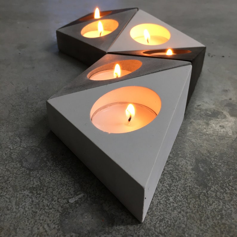 Concrete Candle Holder Tea Light Concrete Candle Holders Etsy