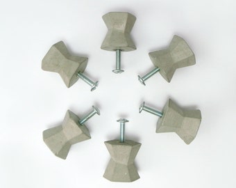 Concrete drawer knobs, modern knobs hexagon minimalist, contemporary decor (PRICE PER UNIT)