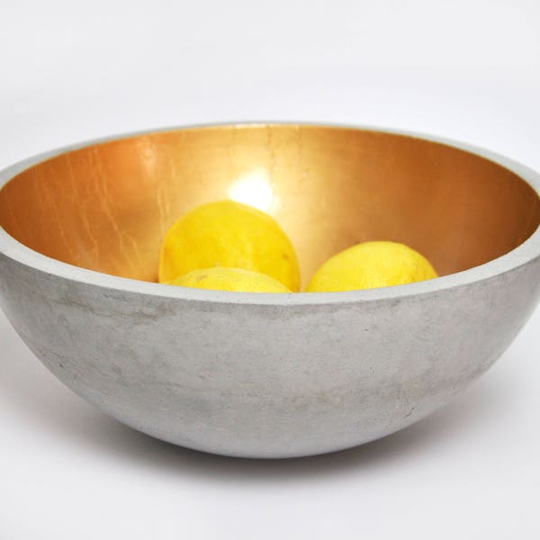 Goldene Betonschale 11", Moderne Obstschale Betonschale Zementschale