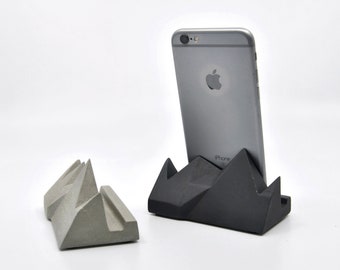 Modern Concrete Phone holder and tablet stand snowy mountain, Tablet holder gift man, Phone stand for desk, iPad stand landscape/vertical