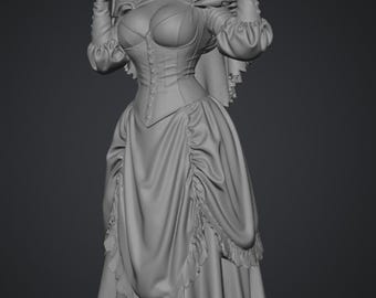Figura femenina a escala 1/24 con vestido gótico