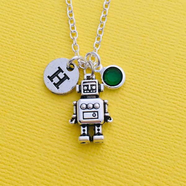 Robot Necklace, Robot Gifts, Geek Jewelry, Birthday Gift for Little Girl, Retro Gifts, Cute Robot Jewellery, Computer Geek Gifts, Gamer Gift