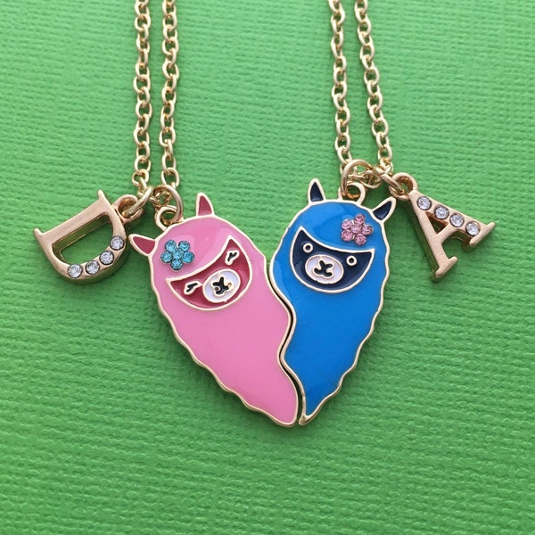 Llama Necklace, Best Friends Necklaces, 2 Friend Necklaces, Little Girls Jewelry, Llama Gift, Lama Jewellery, Two Kids Friendship Necklaces