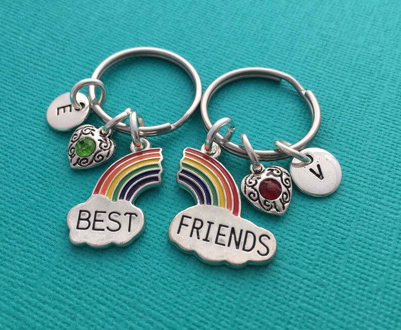 Best Friend Keyrings for 2 Best Friends Gift Personalised Friendship Jewellery Friends Set Friendship Jewelry Best Friend Keychain Set