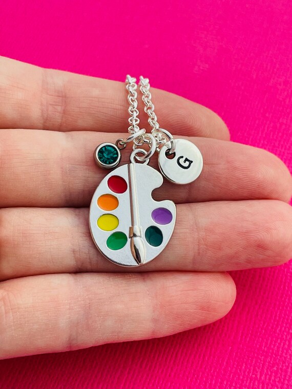 Paint Palette necklace Silver Art Palette pendant gift for Artist