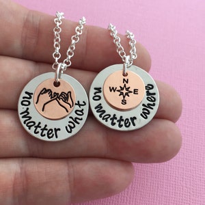 No Matter What, No Matter Where, Best Friend Necklace for 2, Sisters, Long Distance, Two Friends, Matching Necklaces, Friendship Necklaces