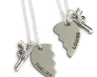 Thelma & Louise Necklaces, Friendship Necklace for 2, Best Friends Pair, Partner in Crime, Broken Heart Set, Two Sisters Gift, Cousins