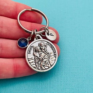 Saint Christopher Keychain, St. Christopher Keyring, Personalised Gifts, Patron Saint of Travellers, Gap Year Travel Present, Travel Safe