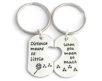 Long distance keychains, Long distance relationship keychain, Long distance friendship keychain, Couples Keyring set, Friendship keychains