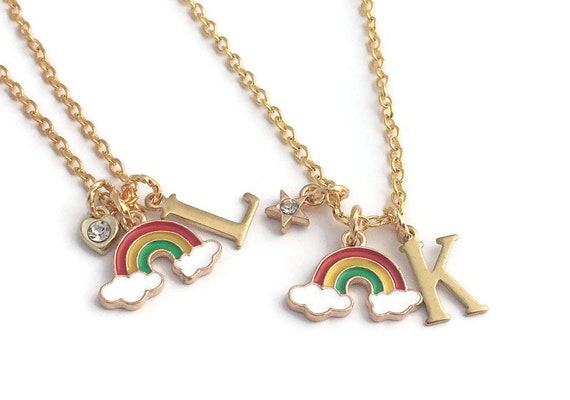 Girls Children Kids Best Friends BFF Rainbow Jigsaw Heart love Necklace  Gift her | eBay