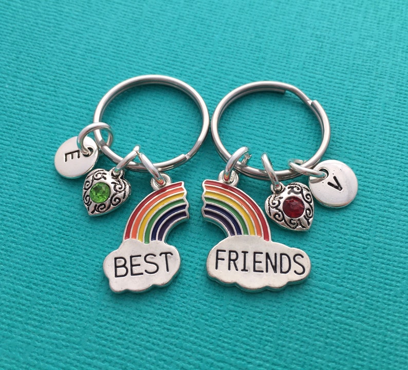 Best Friend Keyrings for 2 Best Friends Gift Personalised Friendship Jewellery Friends Set Friendship Jewelry Best Friend Keychain Set
