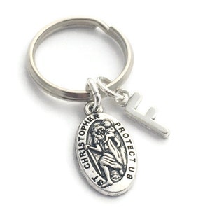 Saint Christopher Keyring, Personalised Keychain, St Chris Gifts, Gift for Teenage Boy, New Driver, Drive Safe Present, Passed Driving Test