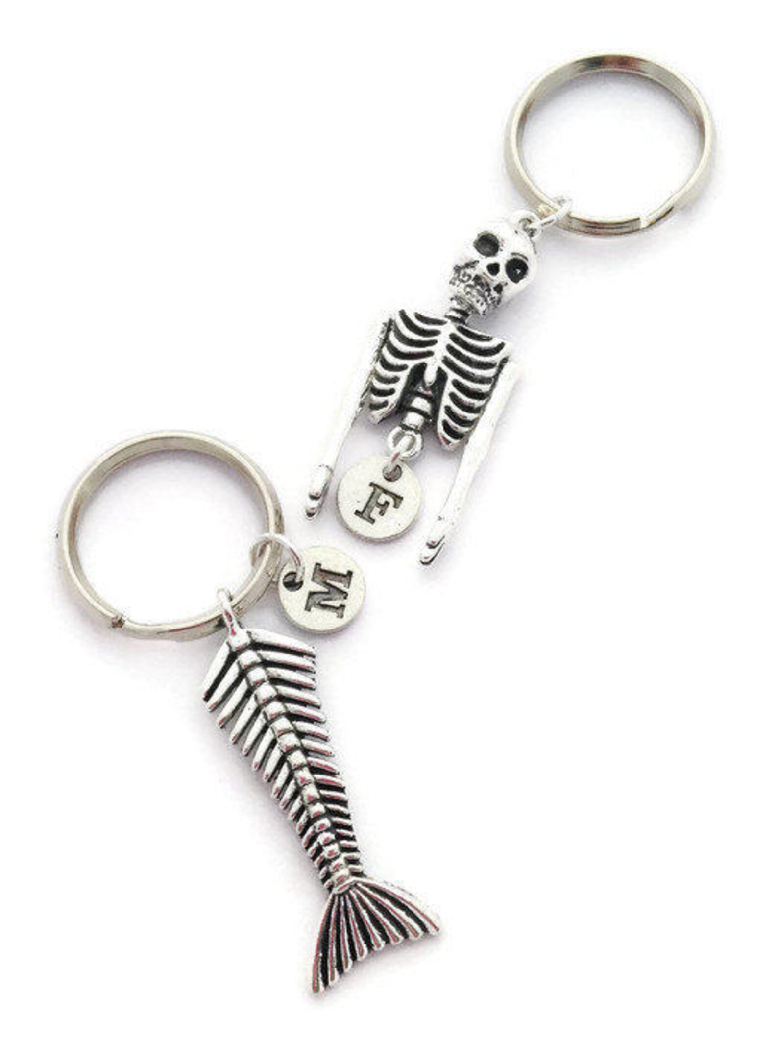 Nice Key Rings Skeleton Mermaid Skeleton Keychains Set of 2 Keyrings Gothic | Etsy