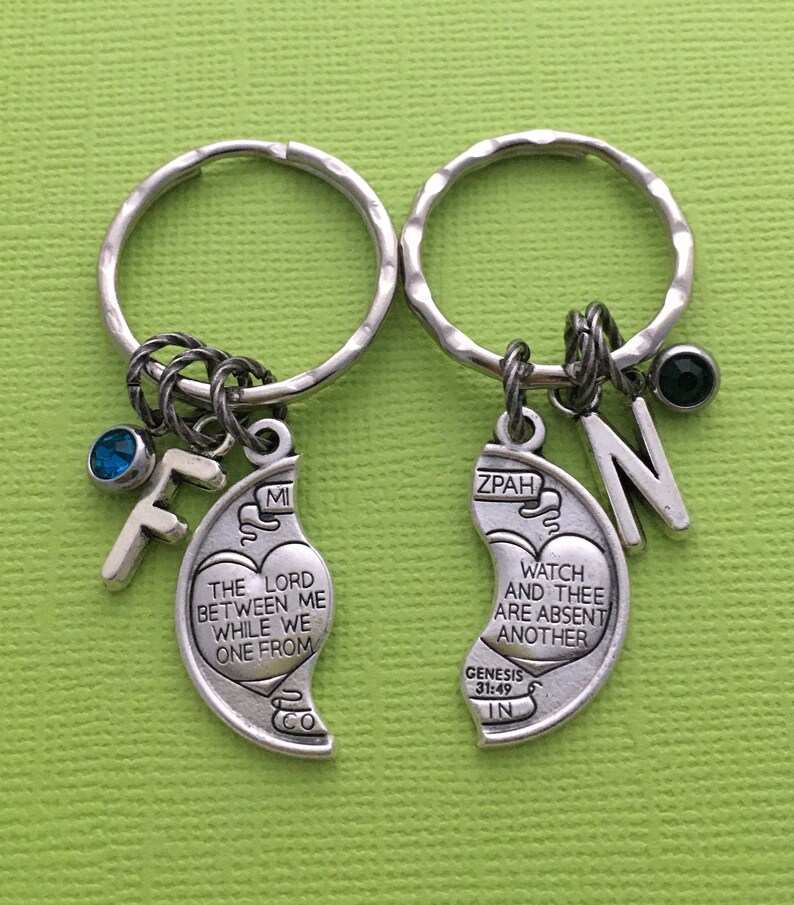Religious Keyrings Mizpah Coin Keychains Mizpah Jewelry Etsy UK