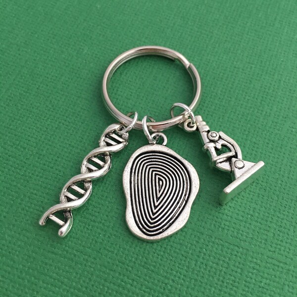 Forensics Keychain, Gift for Criminology Student, Criminologist Gift, Forensic Scientist, Crime Scene Detective, Fingerprint Keyring