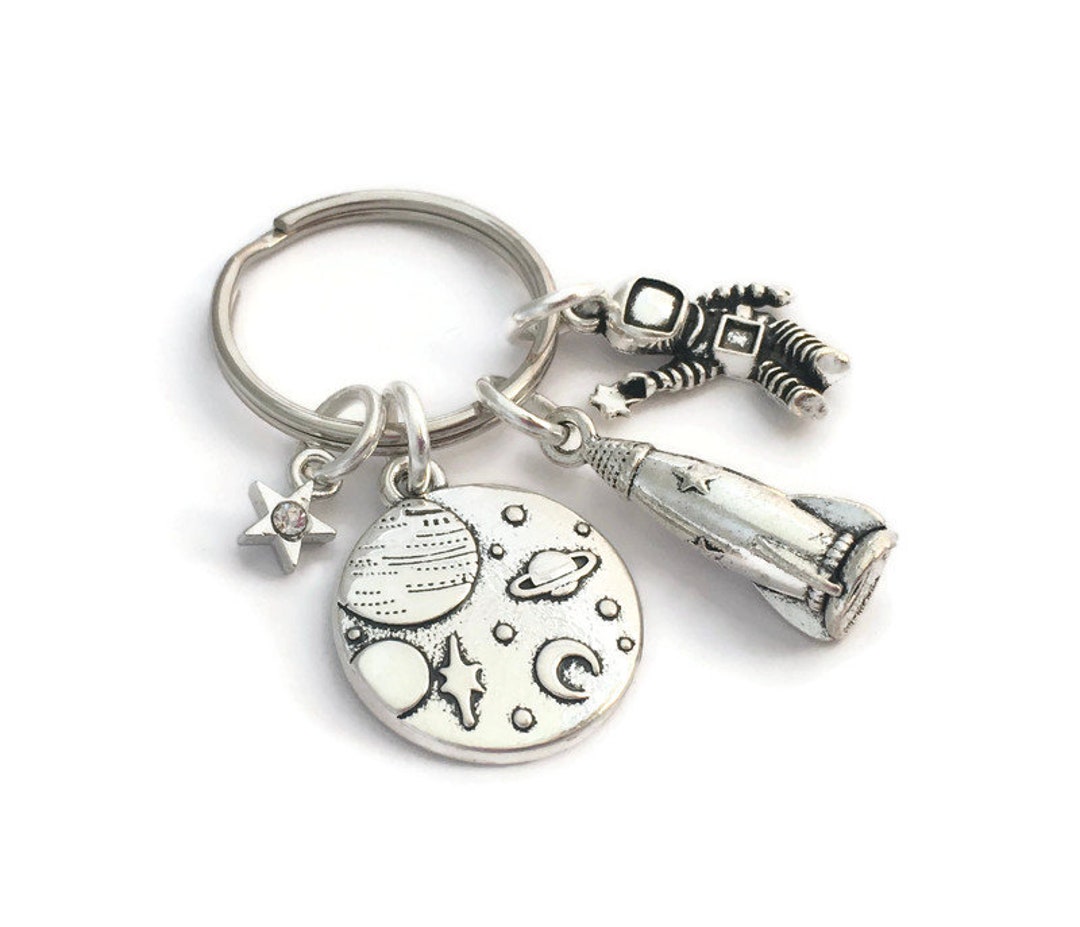 SpaceMan Astro Keychain Astronaut Bear Space Galaxy Rocket Man Keyring Gift  Key