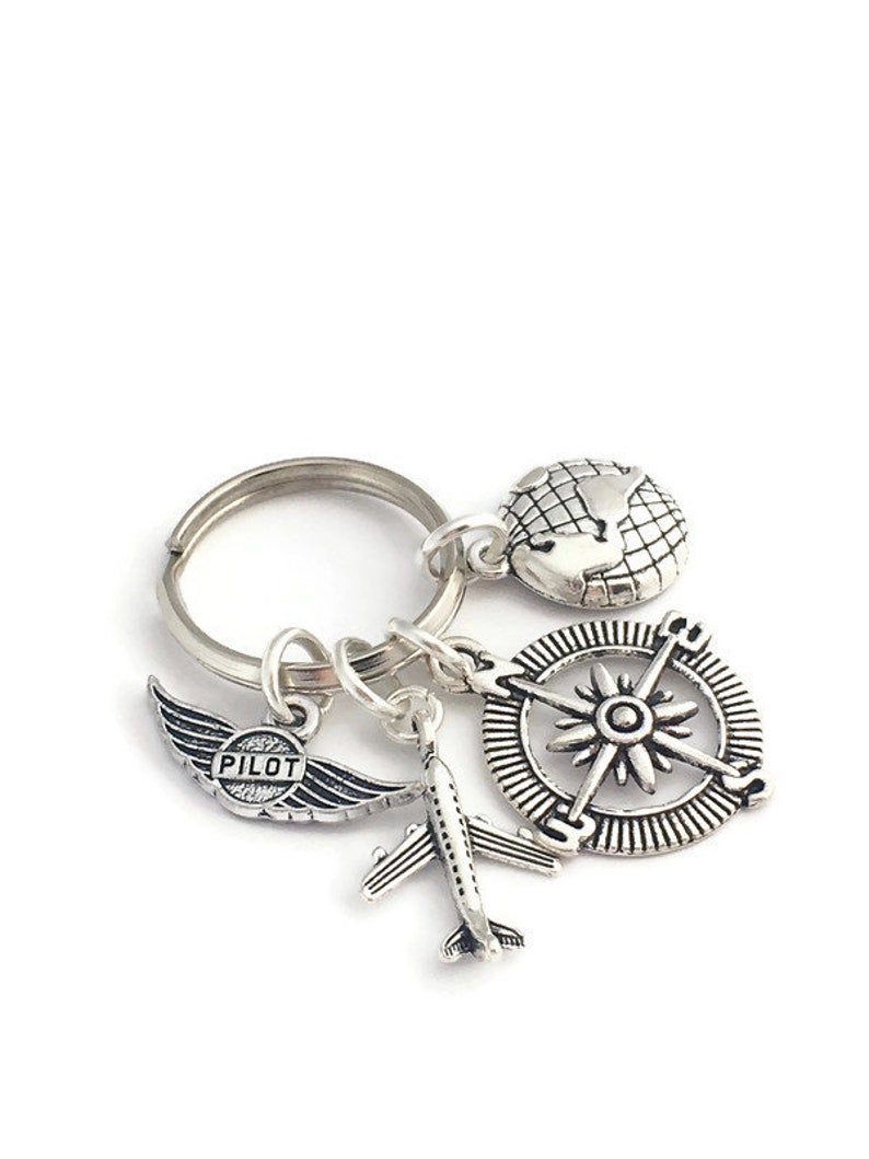 Pilot Graduation Gift, Pilot Keyring, Aviation Keychain, Silver Aeroplane Charm, Pilot Retirement, Pilot Gifts, Flying Key Ring image 4