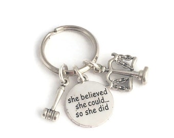 Solicitor Keyring, Graduation Gift for Law Student, She Believed She Could, Present for Law Office Worker, Courtroom Keyring