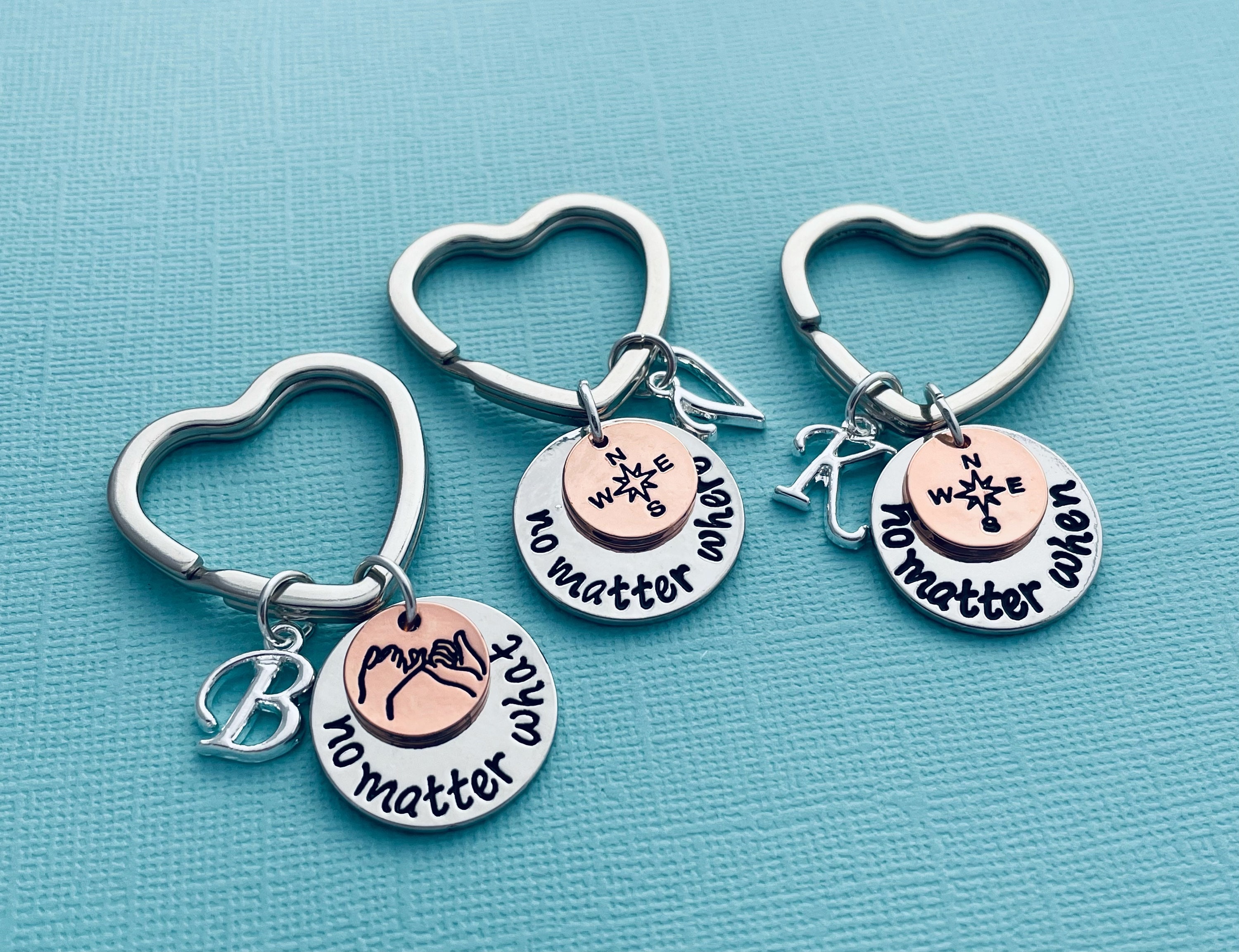 3 Friends Keyrings No Matter Where What When Heart Keychains