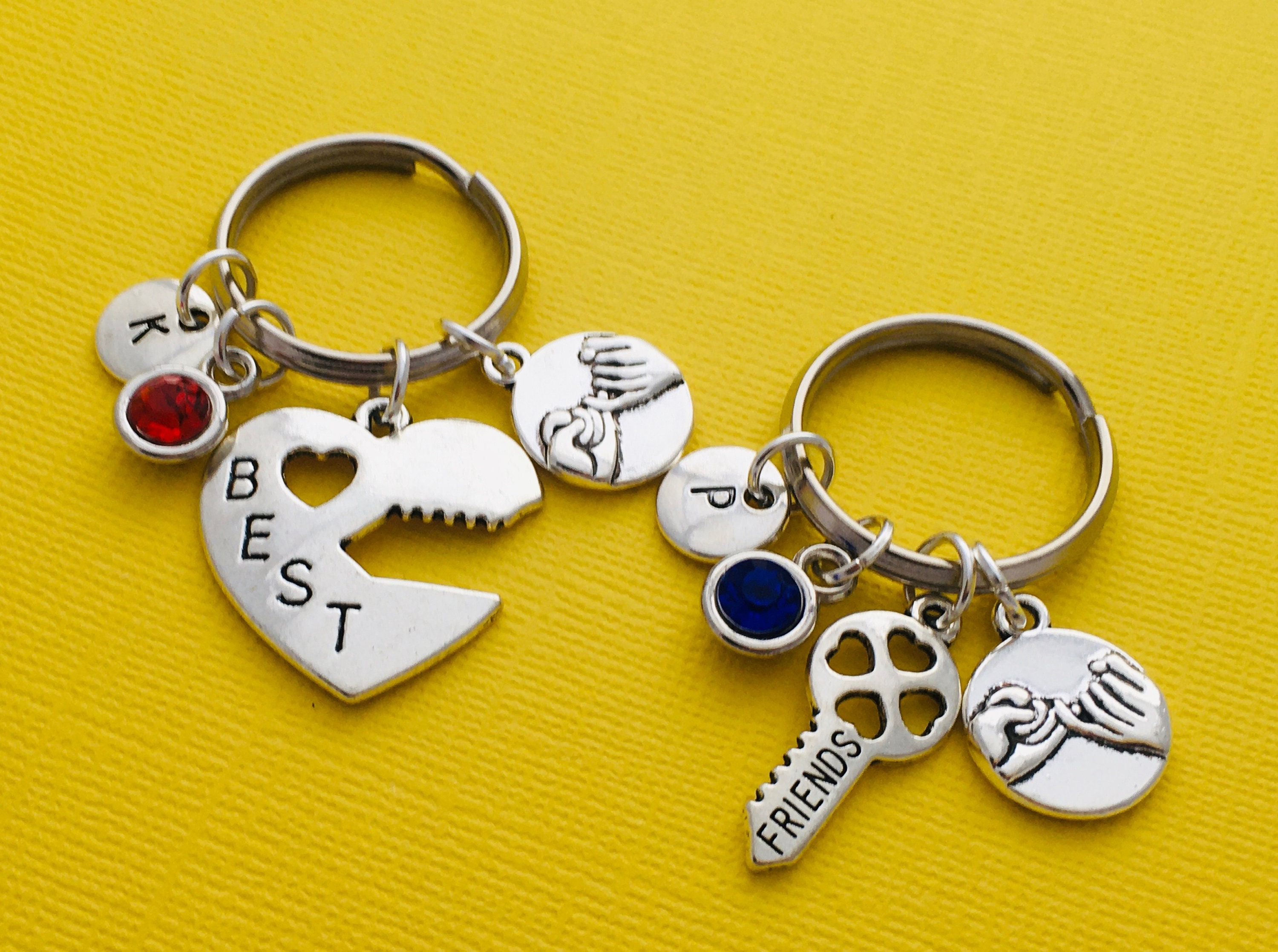 3er Set Freundschafts-Schlüsselanhänger - "Beste Freundin" Graviert