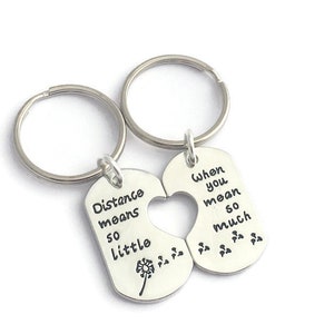 Long distance keychains, Long distance relationship keychain, Long distance friendship keychain, Couples Keyring set, Friendship keychains image 4