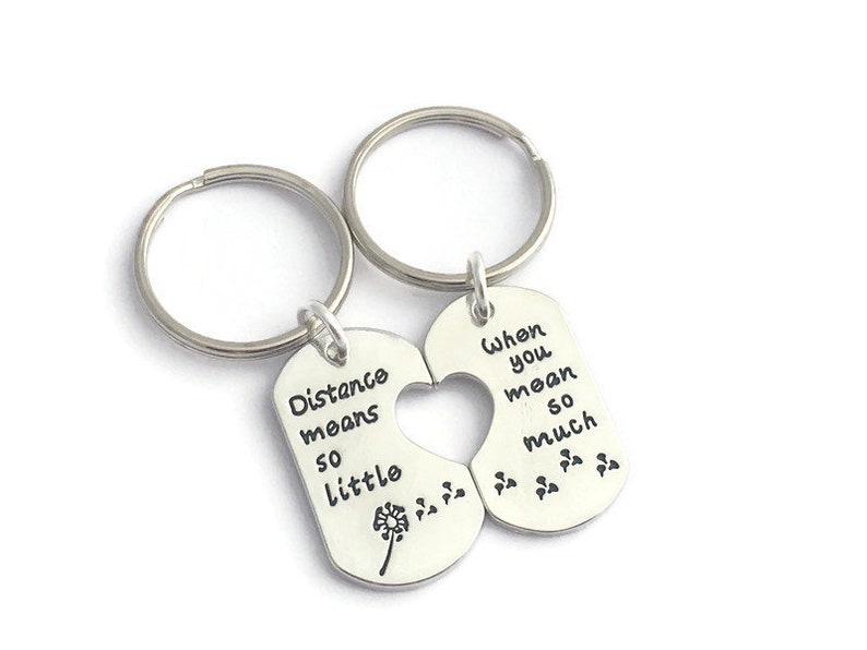 Long distance keychains, Long distance relationship keychain, Long distance friendship keychain, Couples Keyring set, Friendship keychains image 4