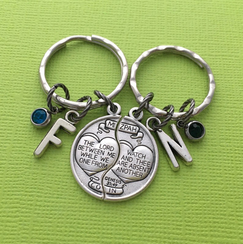 Religious Keyrings Mizpah Coin Keychains Mizpah Jewelry Etsy UK