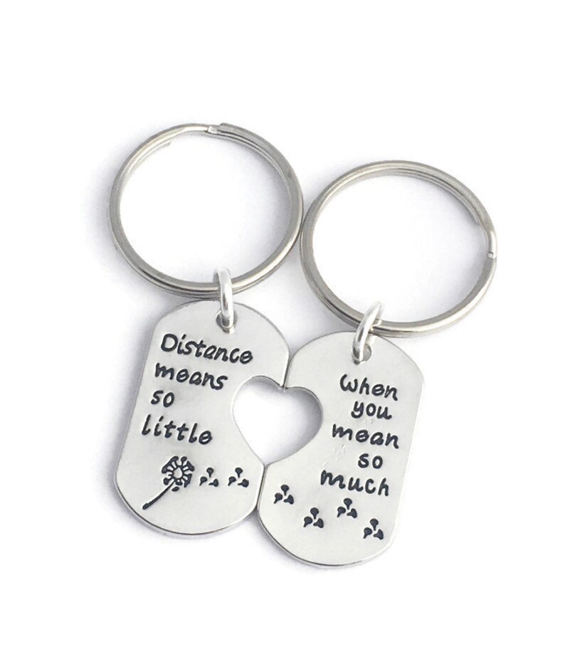 Long distance keychains, Long distance relationship keychain, Long distance friendship keychain, Couples Keyring set, Friendship keychains image 2