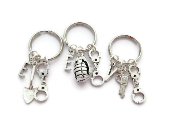 3+Partners+in+Crime+Keyrings+Best+Friends+Keychain+Set+Friendship+Jewelry  for sale online