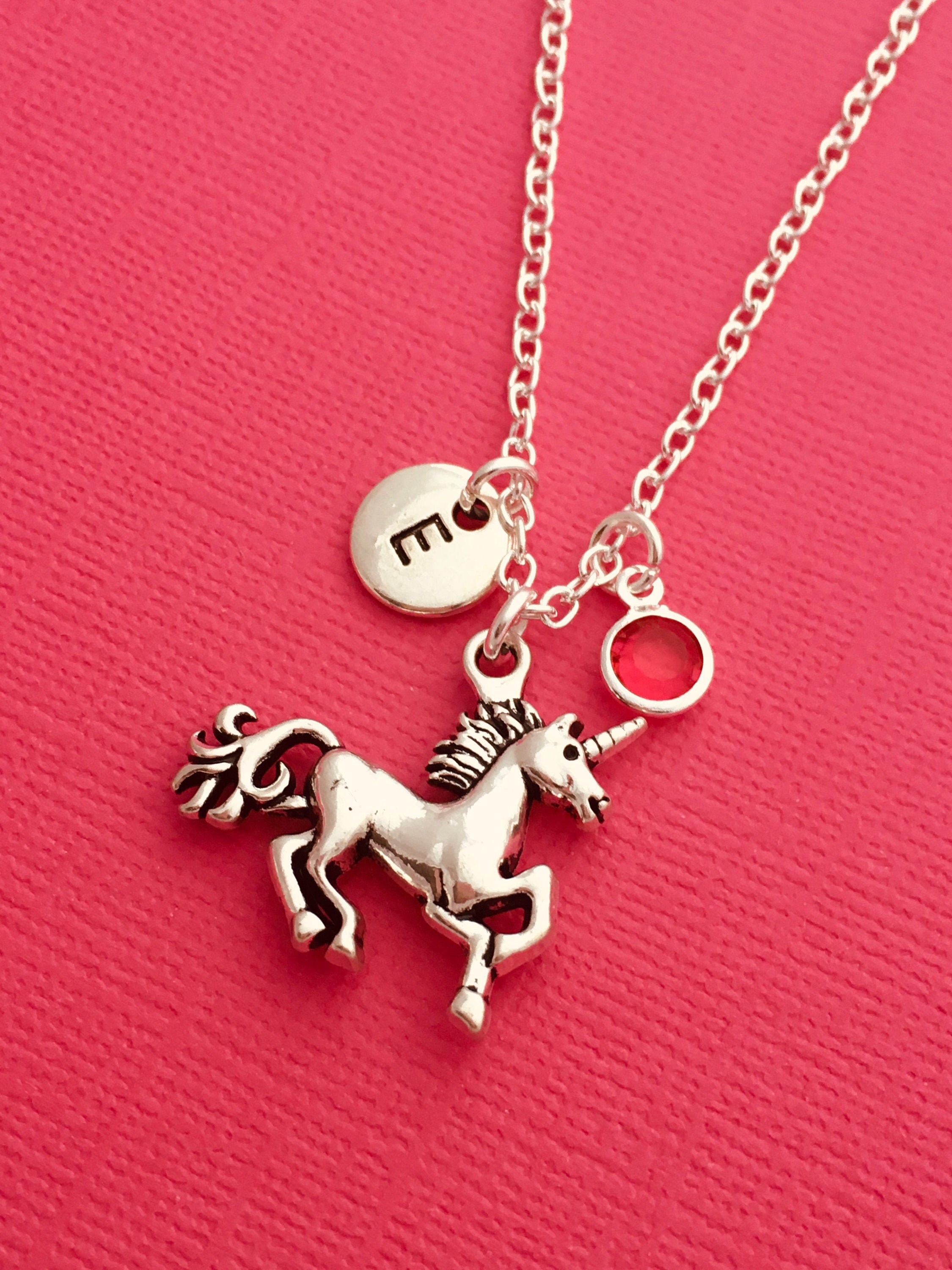 Silver Unicorn Necklace with Pink Mane - The Silver Seahorse