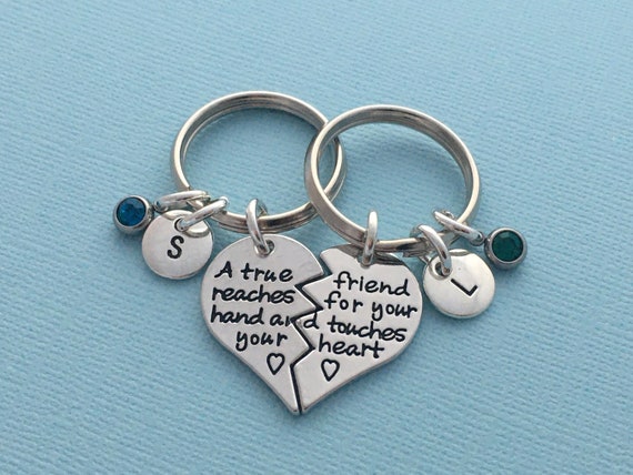 Long Distance Friend Gift 2 Best Friend Set Matching Keyrings