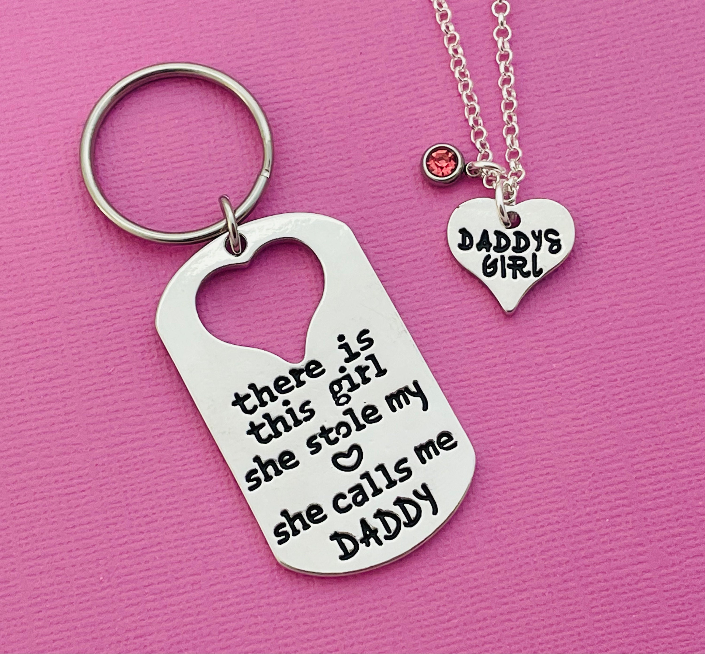 Daddy daughter keychain necklace sale