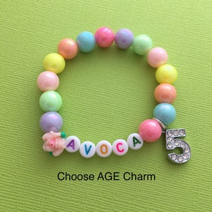 Girls Birthday Bracelet, Beaded Name Bracelet, Little Girl Jewellery, Birthday Present, 5th Birthday, 1st, 2nd, 3rd, 4th, 6th, 7th, 8th, 9th