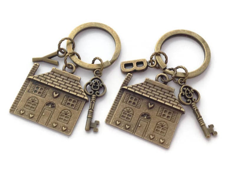 His & Her Set 2 House Keyrings Two Keychains New Home Etsy
