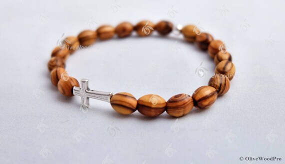 OLIVE WOOD BRACELET religious mini ROSARY HOLY LAND CATHOLIC Jerusalem