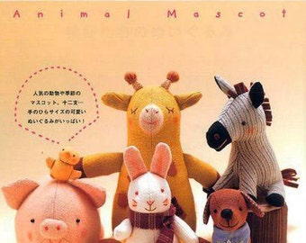 Japanese WakuWaku Animal Land Adorable Mascot Toys Felt Craft Sewing Pattern Book Instant Download PDF Stuffed Animals