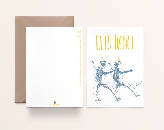 Funny Dancing Sifakas Party Card Let S Dance Wish Etsy