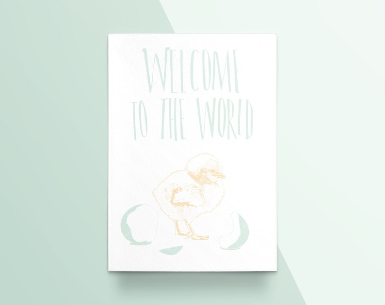 Beautiful heartwarming babyshower card Welcome to the world cute little baby chicken birth card welcome baby card newborn card