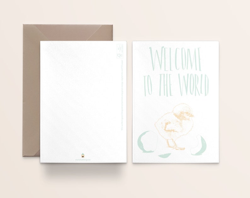 Beautiful heartwarming babyshower card Welcome to the world cute little baby chicken birth card welcome baby card newborn card