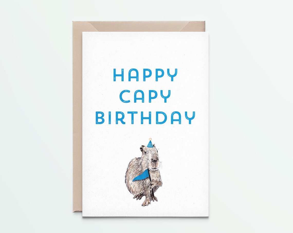 Happy capi birthday Capibara birthday card funny birthday | Etsy
