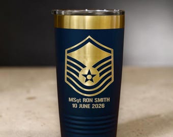Military Retirement Gift, Veteran Gift, Airforce Retirement Gift,  Airforce Promotion Gift, Personalized Airforce Insignia Tumbler