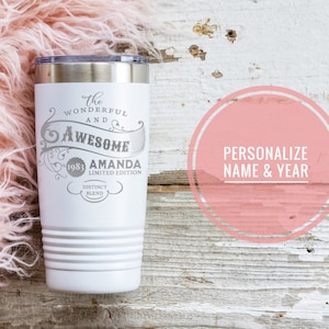 1974 1984 1964 Birthday Gift, 50th Birthday Gift for Her, Established Birthday, Custom Year Tumbler, 40th birthday