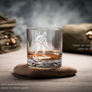 Toy Soldier Minesweeper Glass | Personalized Military Gift - Engraved Whiskey Wine Beer Drinkware for Army DD214 Retirement