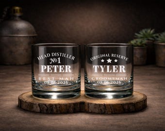 Groomsmen Gift Glasses | Personalized Best-Man Gift, Engraved Whiskey, Custom Wedding Party Gift, Rocks Glass with Name
