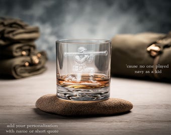 Military Retirement Glass | Personalized Military Gift, Engraved Whiskey Wine Beer Tea Drinkware,  Toy Soldier Bazooka