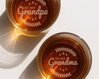 Guess What Pregnancy Announcement Grandparents Rocks Glass Gift, New Grandparents Gift, Grandparent gifts